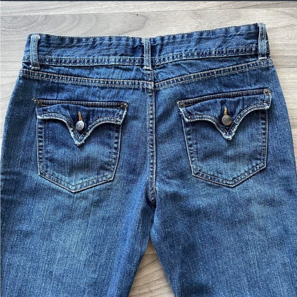 Vintage y2k low rise jeans double button 30” waist blue baddie jeans DEAR jeans